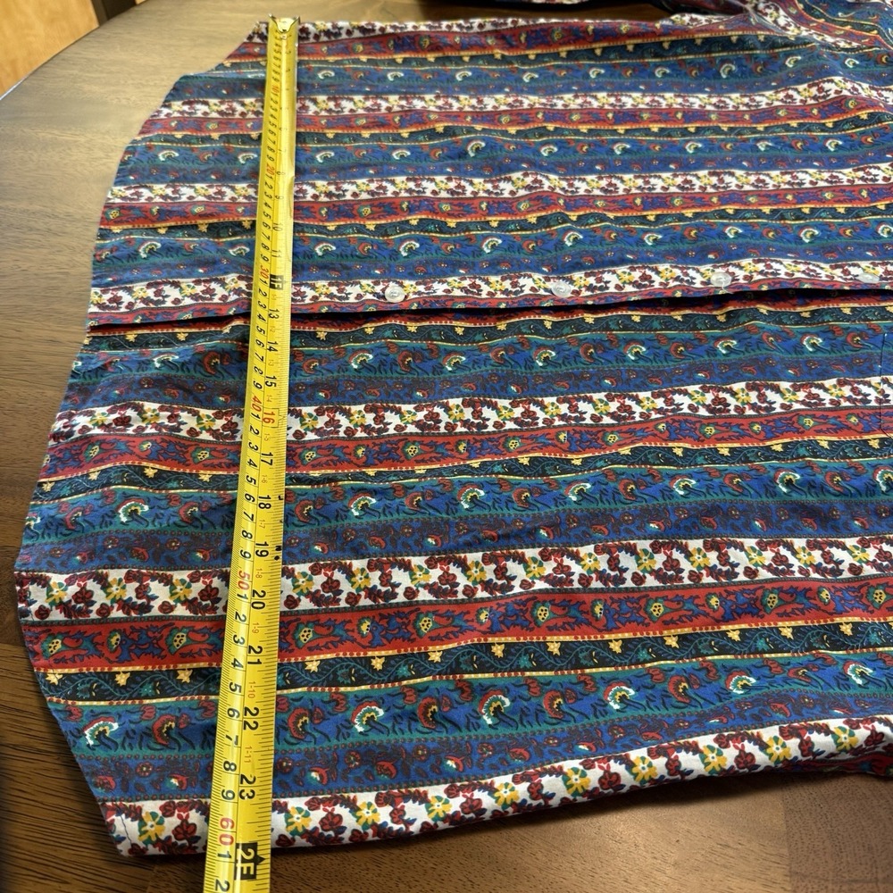Color Color Color Shirt Size 22W Vintage Western Paisley Stripe Long Sleeve Top - Picture 5 of 13
